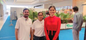 Actress Asha Bhat with Think Works Gaming & Animation Academy team at REDU Education Fair Bengaluru